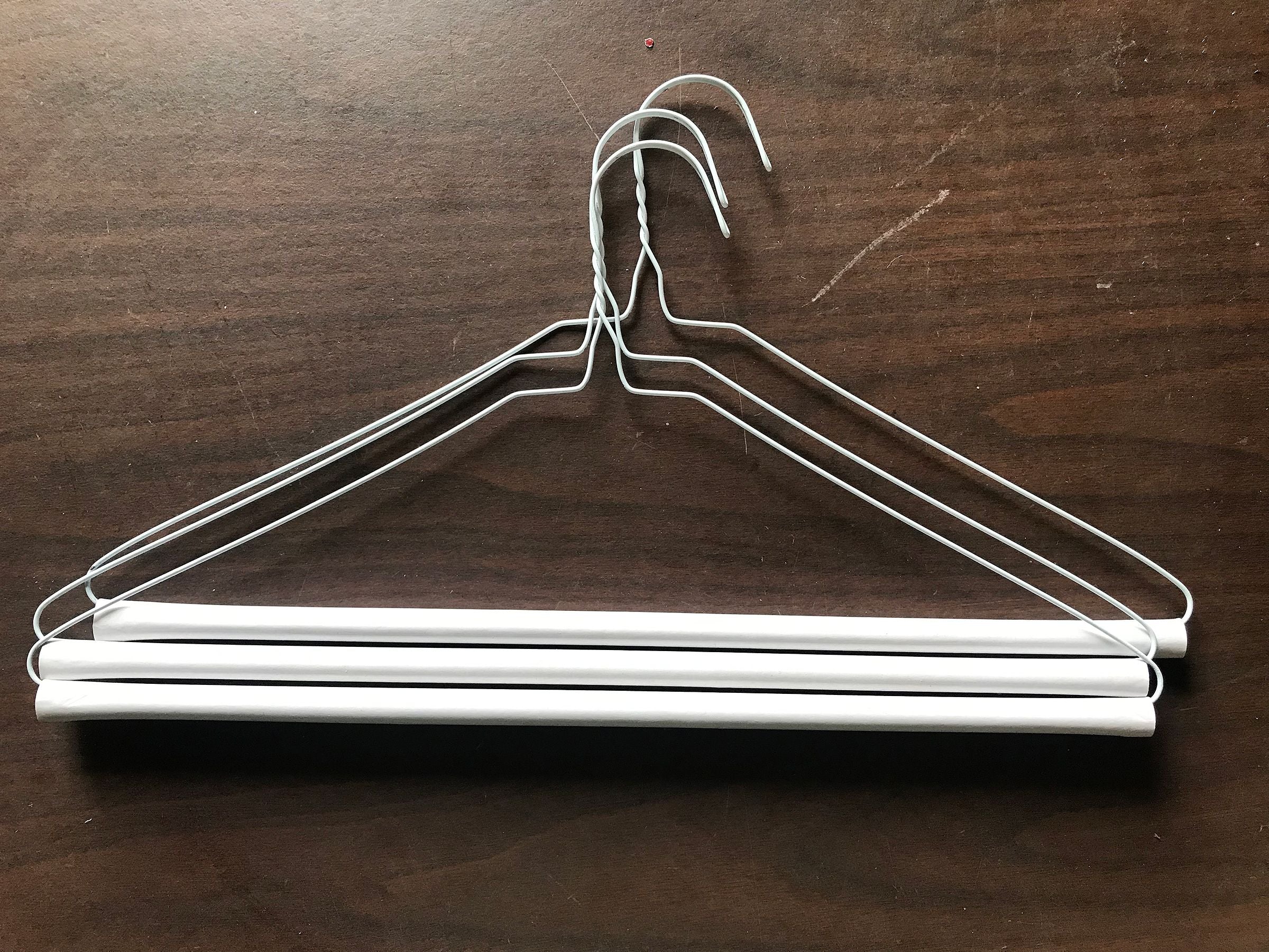 Lot of 23 White Silver Toned Wire Hangers Clothing Standard Adult Size  Pants Bar